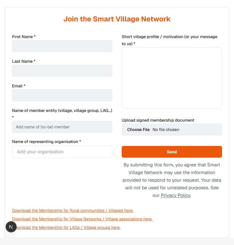 The membership request form on the Become a Member page